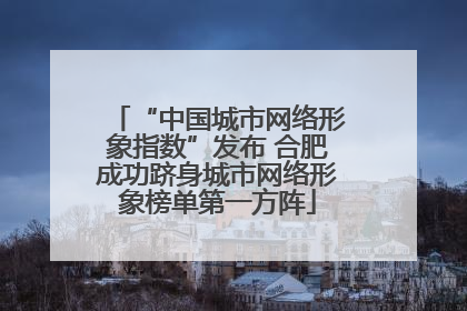 “中国城市网络形象指数”发布 合肥成功跻身城市网络形象榜单第一方阵