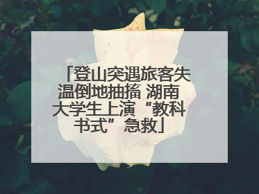 登山突遇旅客失温倒地抽搐 湖南大学生上演“教科书式”急救