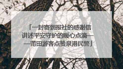 一封寄到报社的感谢信 讲述平安守护的暖心点滴——莆田游客点赞泉港民警