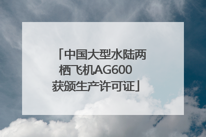 中国大型水陆两栖飞机AG600获颁生产许可证