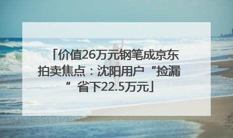 价值26万元钢笔成京东拍卖焦点：沈阳用户“捡漏”省下22.5万元