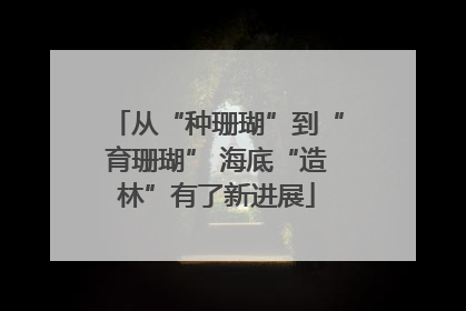 从“种珊瑚”到“育珊瑚” 海底“造林”有了新进展
