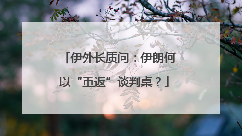 伊外长质问：伊朗何以“重返”谈判桌？