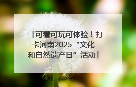 可看可玩可体验！打卡河南2025“文化和自然遗产日”活动