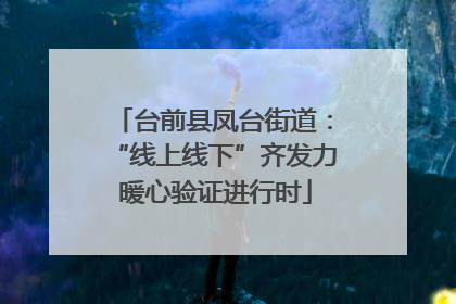 台前县凤台街道：“线上线下”齐发力 暖心验证进行时
