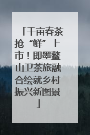 千亩春茶抢“鲜”上市！即墨鳌山卫茶旅融合绘就乡村振兴新图景