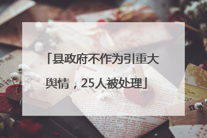 县政府不作为引重大舆情，25人被处理