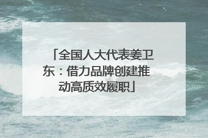 全国人大代表姜卫东：借力品牌创建推动高质效履职