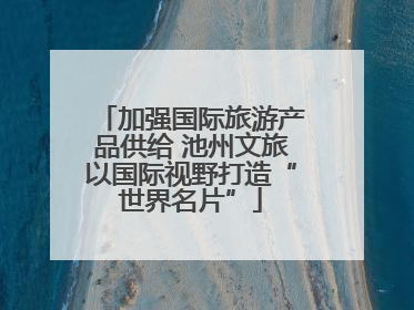 加强国际旅游产品供给 池州文旅以国际视野打造“世界名片”