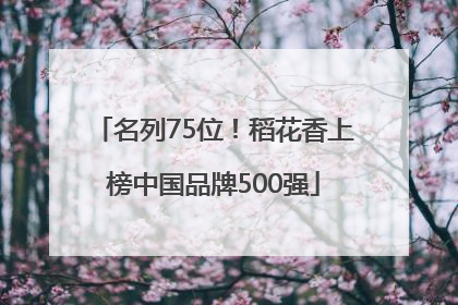 名列75位！稻花香上榜中国品牌500强