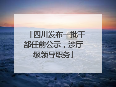 四川发布一批干部任前公示，涉厅级领导职务