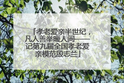 孝老爱亲半世纪，凡人善举暖人间——记第九届全国孝老爱亲模范殷志兰