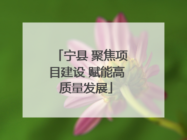 宁县 聚焦项目建设 赋能高质量发展