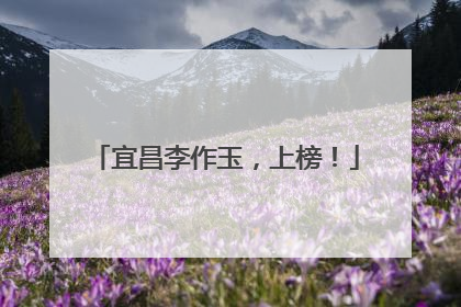 宜昌李作玉，上榜！