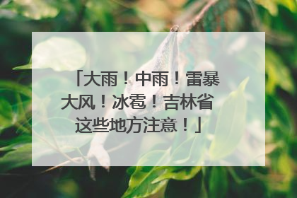 大雨！中雨！雷暴大风！冰雹！吉林省这些地方注意！