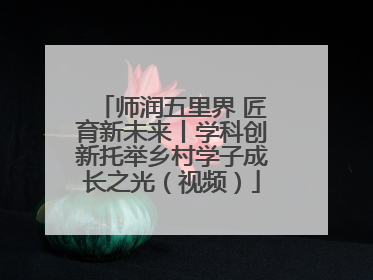师润五里界 匠育新未来丨学科创新托举乡村学子成长之光（视频）
