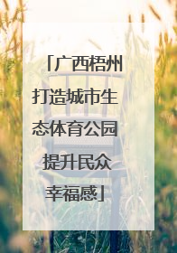 广西梧州打造城市生态体育公园 提升民众幸福感