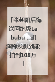 张朝阳后悔送回绝版Labubu，胡润称没想到能拍到108万