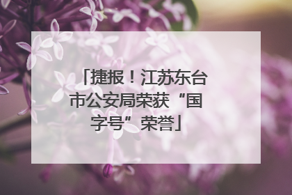 捷报！江苏东台市公安局荣获“国字号”荣誉