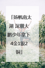扬帆南太湖 深圳大鹏少年拿下4金1银2铜