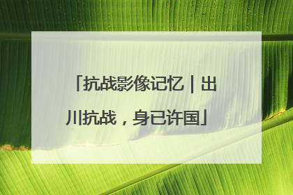 抗战影像记忆｜出川抗战，身已许国