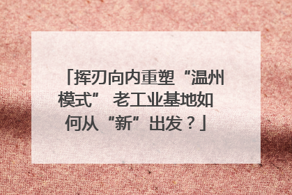 挥刃向内重塑“温州模式” 老工业基地如何从“新”出发？