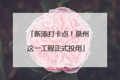 新添打卡点！泉州这一工程正式投用