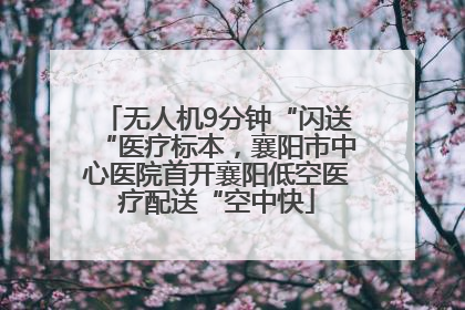 无人机9分钟“闪送“医疗标本，襄阳市中心医院首开襄阳低空医疗配送“空中快
