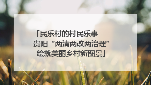 民乐村的村民乐事——贵阳“两清两改两治理”绘就美丽乡村新图景