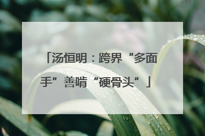 汤恒明：跨界“多面手”善啃“硬骨头”