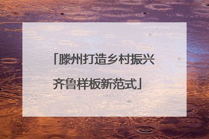 滕州打造乡村振兴齐鲁样板新范式