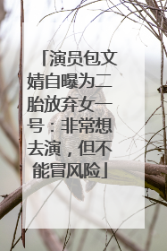 演员包文婧自曝为二胎放弃女一号：非常想去演，但不能冒风险