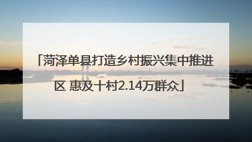 菏泽单县打造乡村振兴集中推进区 惠及十村2.14万群众