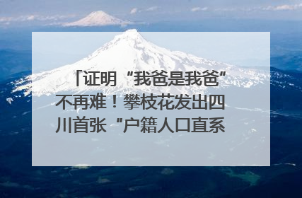 证明“我爸是我爸”不再难！攀枝花发出四川首张“户籍人口直系亲属关系谱”