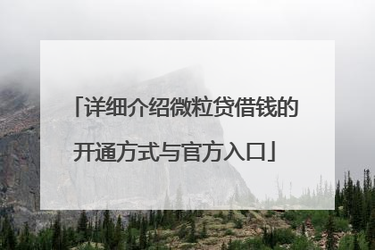 详细介绍微粒贷借钱的开通方式与官方入口