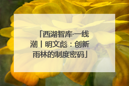西湖智库·一线潮丨明文彪：创新雨林的制度密码