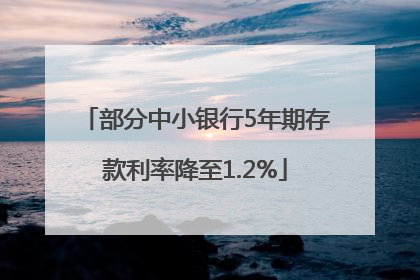 部分中小银行5年期存款利率降至1.2%
