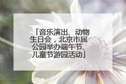 音乐演出、动物生日会，北京市属公园举办端午节、儿童节游园活动