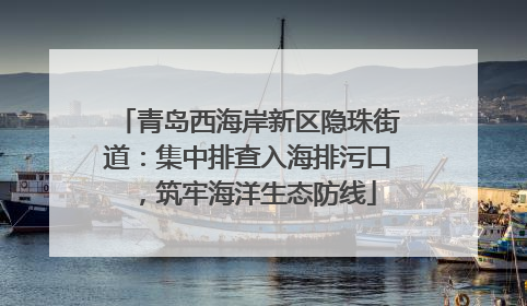 青岛西海岸新区隐珠街道：集中排查入海排污口，筑牢海洋生态防线