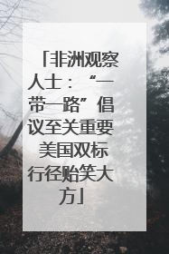 非洲观察人士：“一带一路”倡议至关重要 美国双标行径贻笑大方
