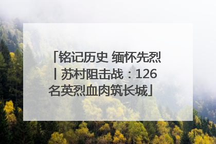 铭记历史 缅怀先烈丨苏村阻击战：126名英烈血肉筑长城