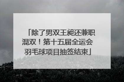 除了男双王昶还兼职混双！第十五届全运会羽毛球项目抽签结束