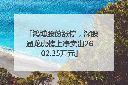鸿博股份涨停，深股通龙虎榜上净卖出2602.35万元