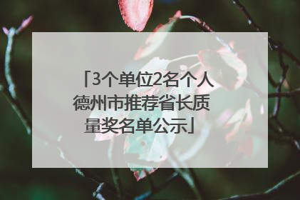 3个单位2名个人 德州市推荐省长质量奖名单公示